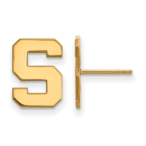 10k Gold LogoArt Michigan State University Letter S Small Post Earrings