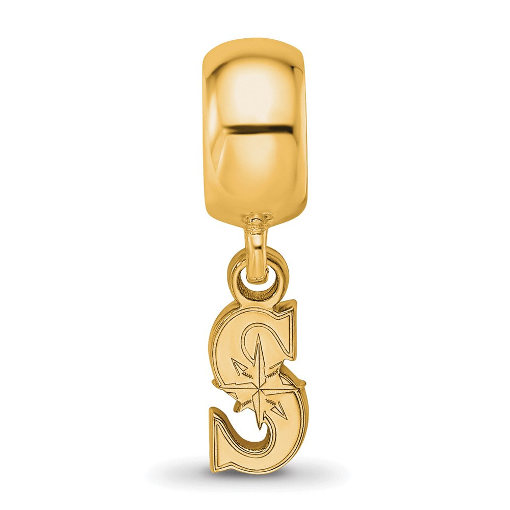 Sterling Silver Gold Plated Major League Baseball LogoArt Seattle Mariners Dangle Bead