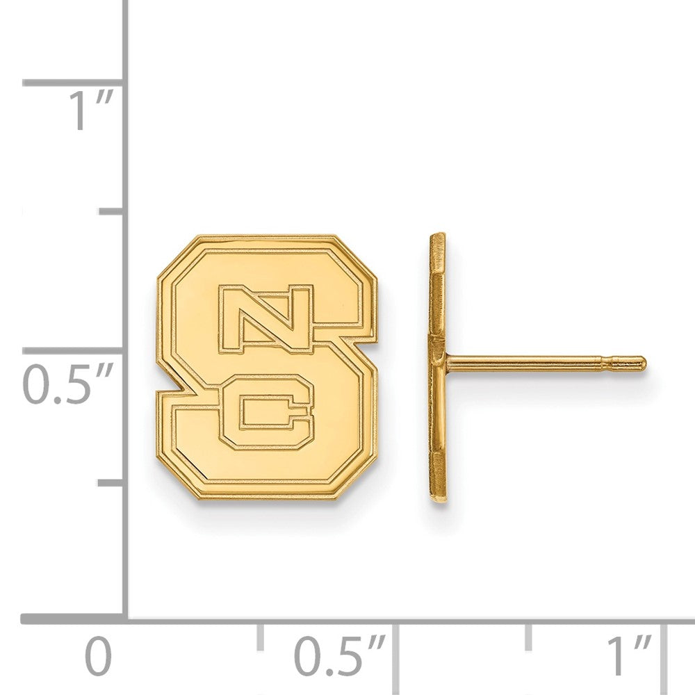 Sterling Silver Gold-plated LogoArt North Carolina State University N-C-S Small Post Earrings