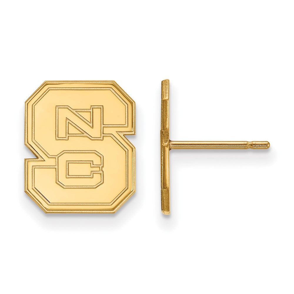 Sterling Silver Gold-plated LogoArt North Carolina State University N-C-S Small Post Earrings
