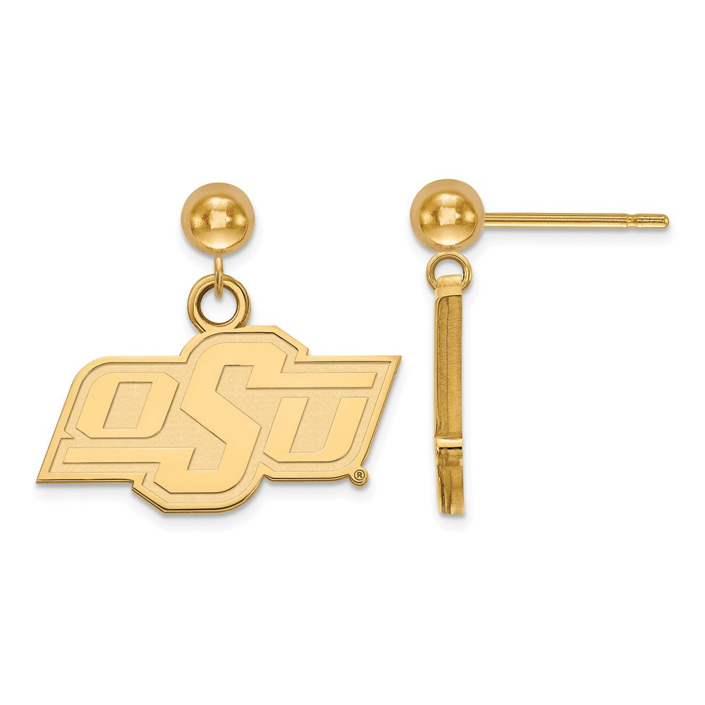 14k Gold LogoArt Oklahoma State University O-S-U Dangle Ball Post Earrings