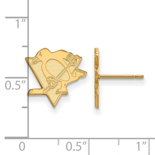 10k Gold NHL LogoArt Pittsburgh Penguins Small Post Earrings