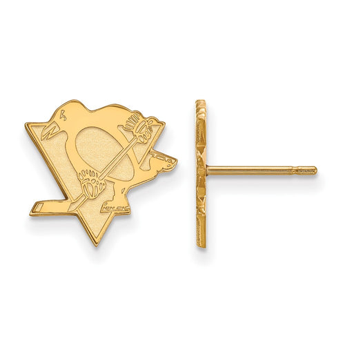 10k Gold NHL LogoArt Pittsburgh Penguins Small Post Earrings