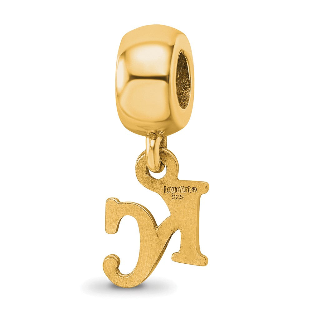 Sterling Silver Gold Plated Major League Baseball LogoArt Kansas City Royals Dangle Bead