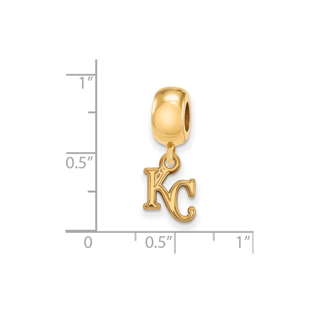 Sterling Silver Gold Plated Major League Baseball LogoArt Kansas City Royals Dangle Bead