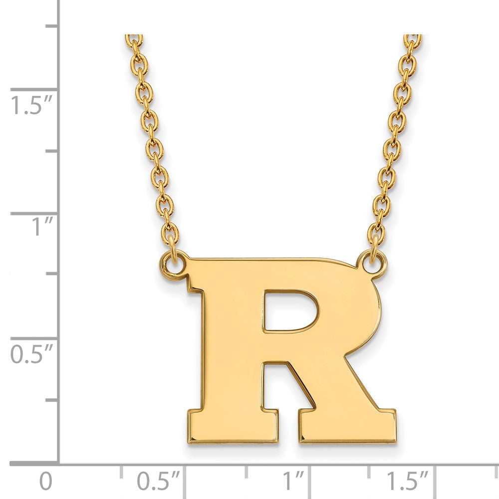 10k Gold LogoArt Rutgers University Letter R Large Pendant 18 inch Necklace