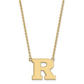 14k Gold LogoArt Rutgers University Letter R Large Pendant 18 inch Necklace