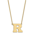 10k Gold LogoArt Rutgers University Letter R Large Pendant 18 inch Necklace