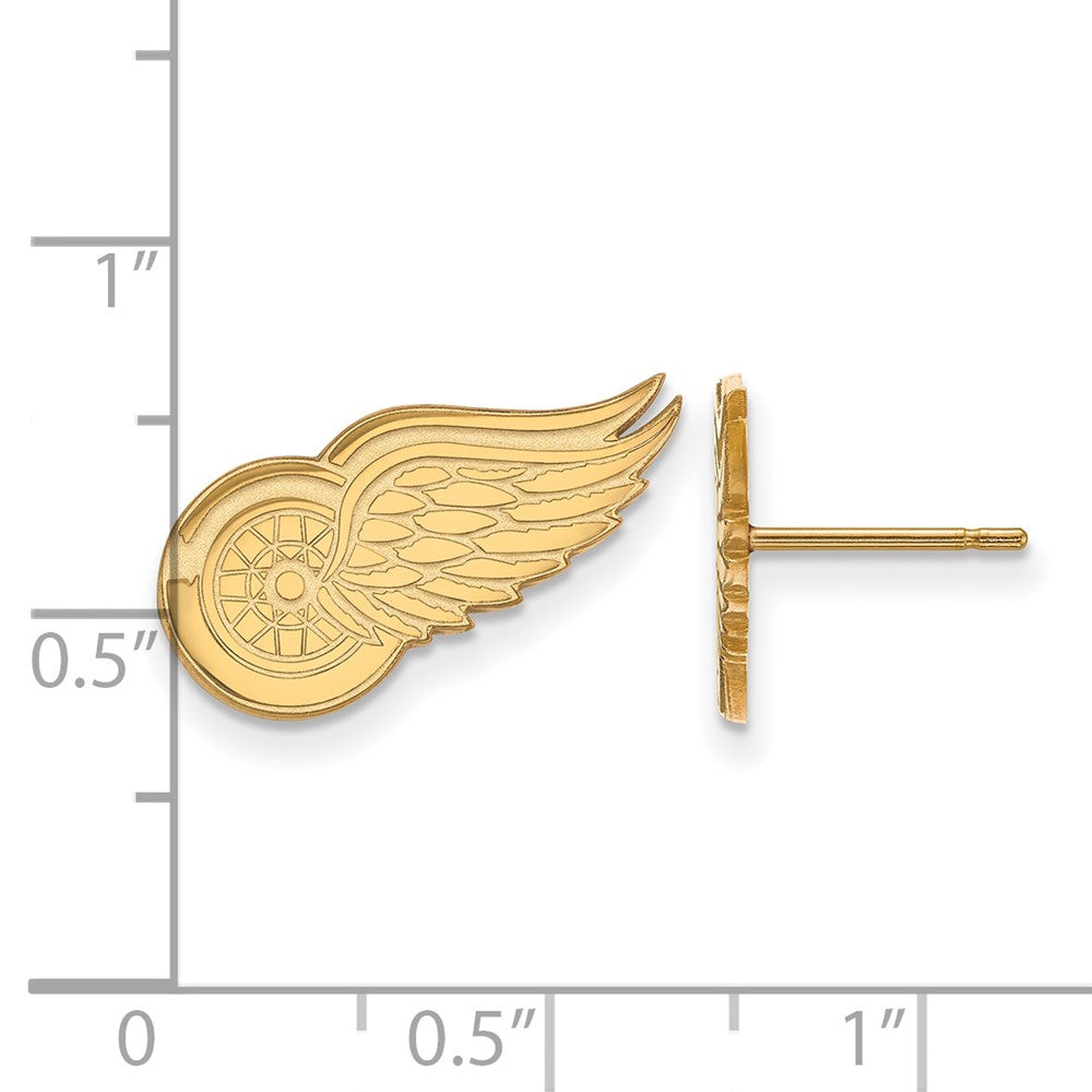 Sterling Silver Gold-plated NHL LogoArt Detroit Red Wings Small Post Earrings