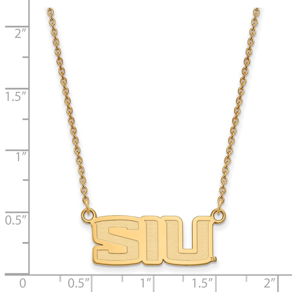 Sterling Silver Gold-plated LogoArt Southern Illinois University S-I-U Small Pendant 18 inch Necklace