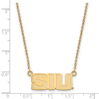 Sterling Silver Gold-plated LogoArt Southern Illinois University S-I-U Small Pendant 18 inch Necklace