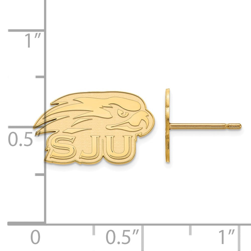 Sterling Silver Gold-plated LogoArt Saint Joseph's University Hawks Extra Small Post Earrings