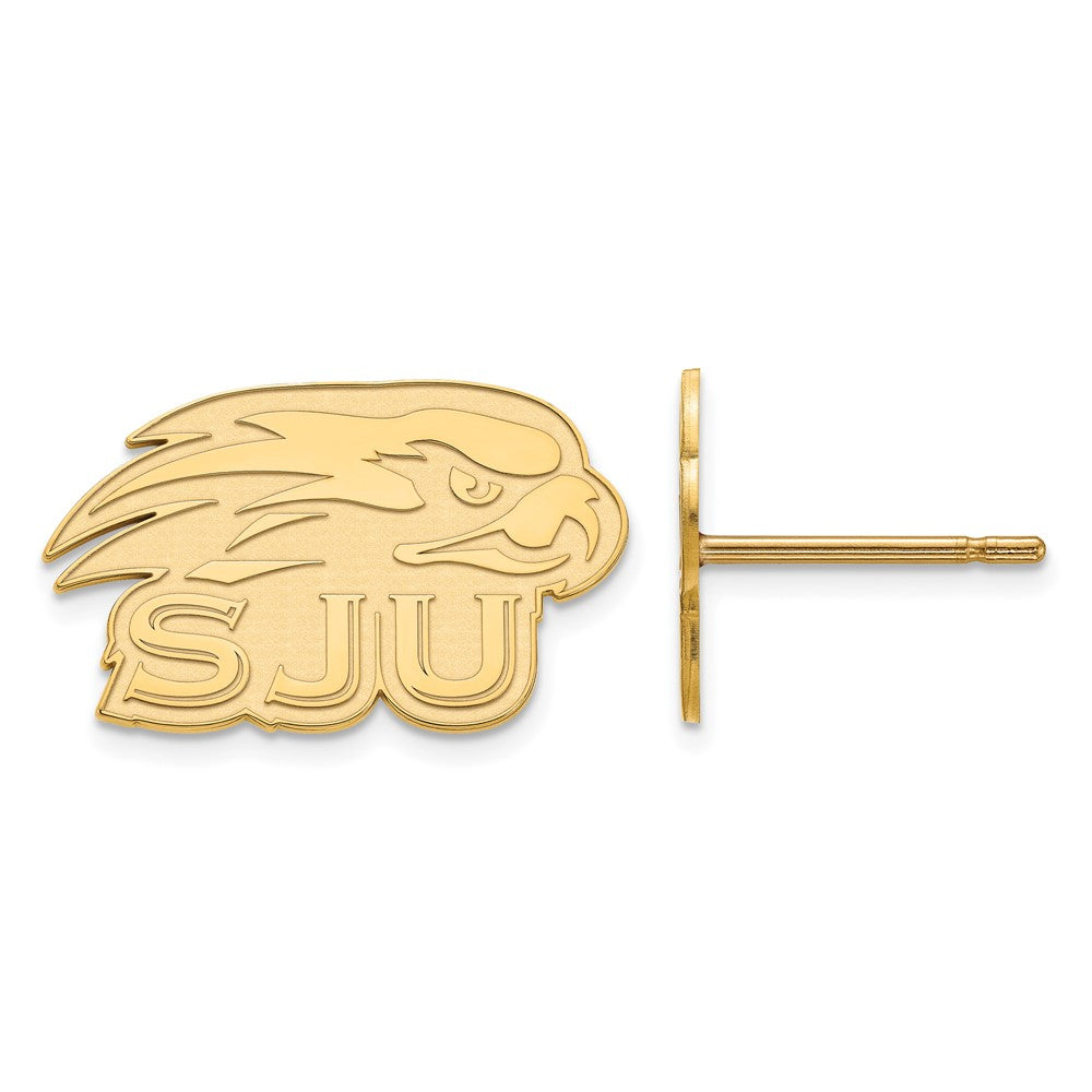 Sterling Silver Gold-plated LogoArt Saint Joseph's University Hawks Extra Small Post Earrings