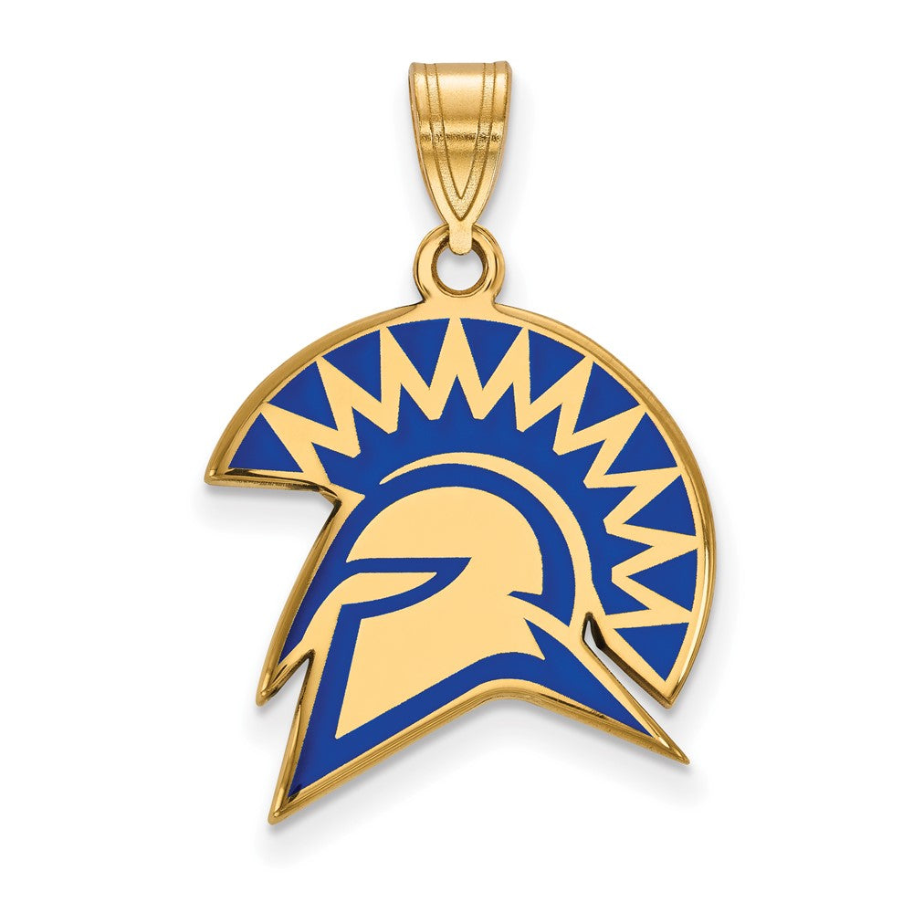 Sterling Silver Gold-plated LogoArt San Jose State University Spartan Large Enameled Pendant