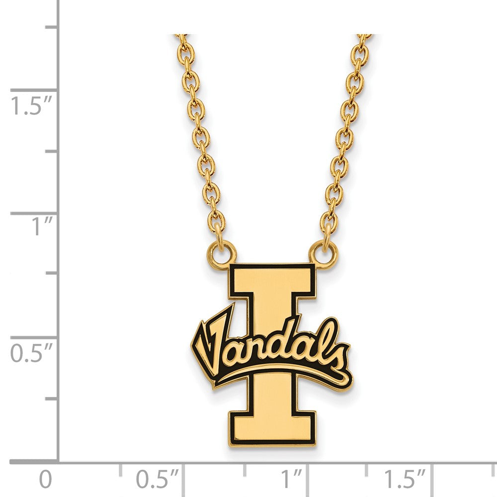 Sterling Silver Gold-plated LogoArt U of Idaho Vandals Large Enameled Pendant 18 inch Necklace