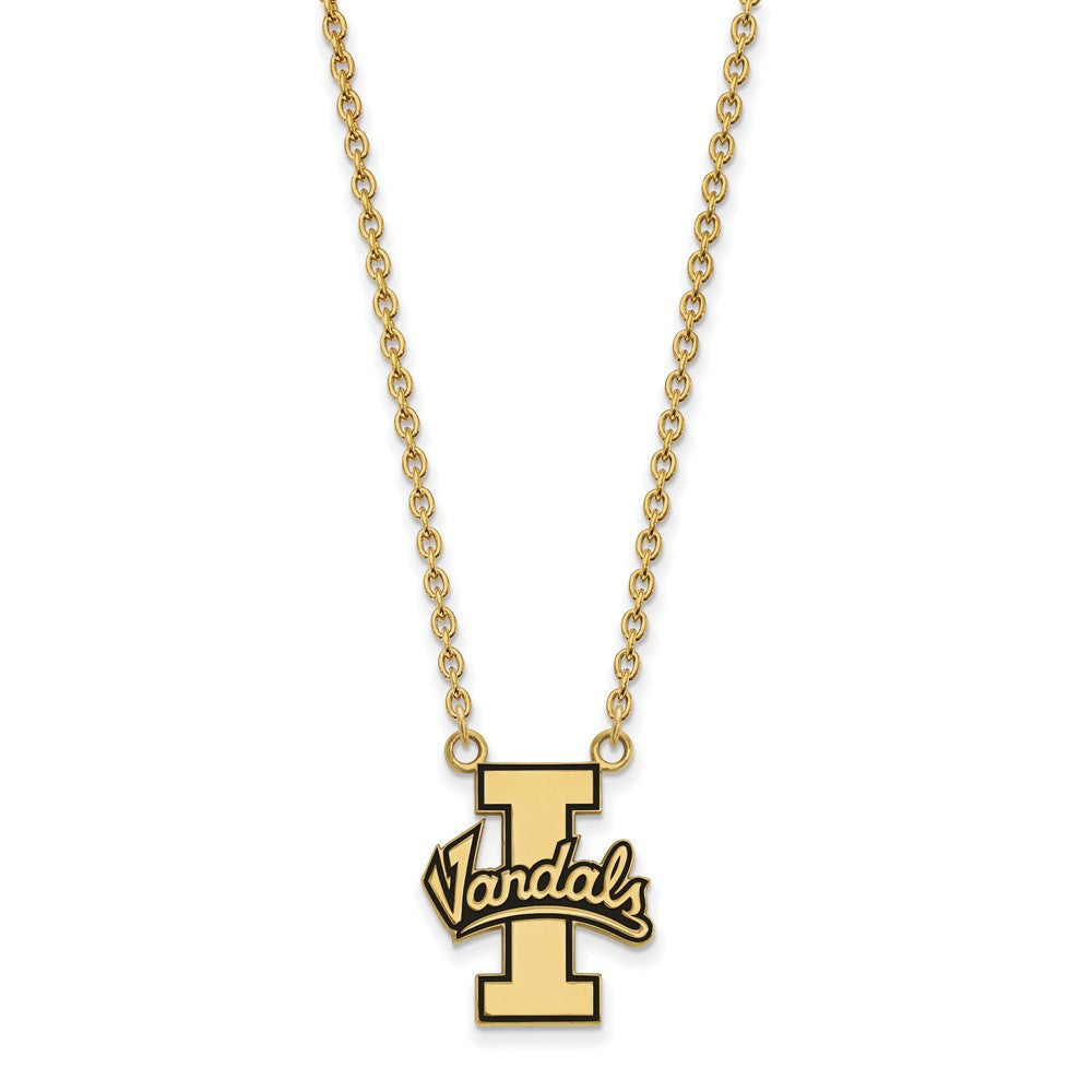 Sterling Silver Gold-plated LogoArt U of Idaho Vandals Large Enameled Pendant 18 inch Necklace