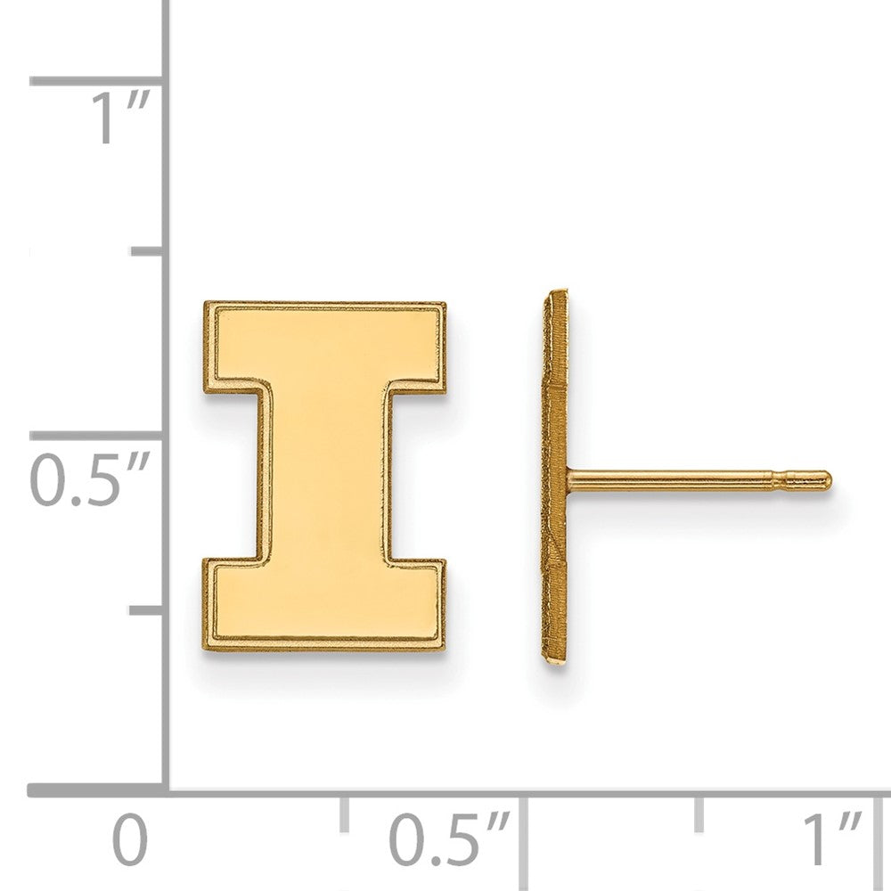 Sterling Silver Gold-plated LogoArt University of Illinois Letter I Small Post Earrings