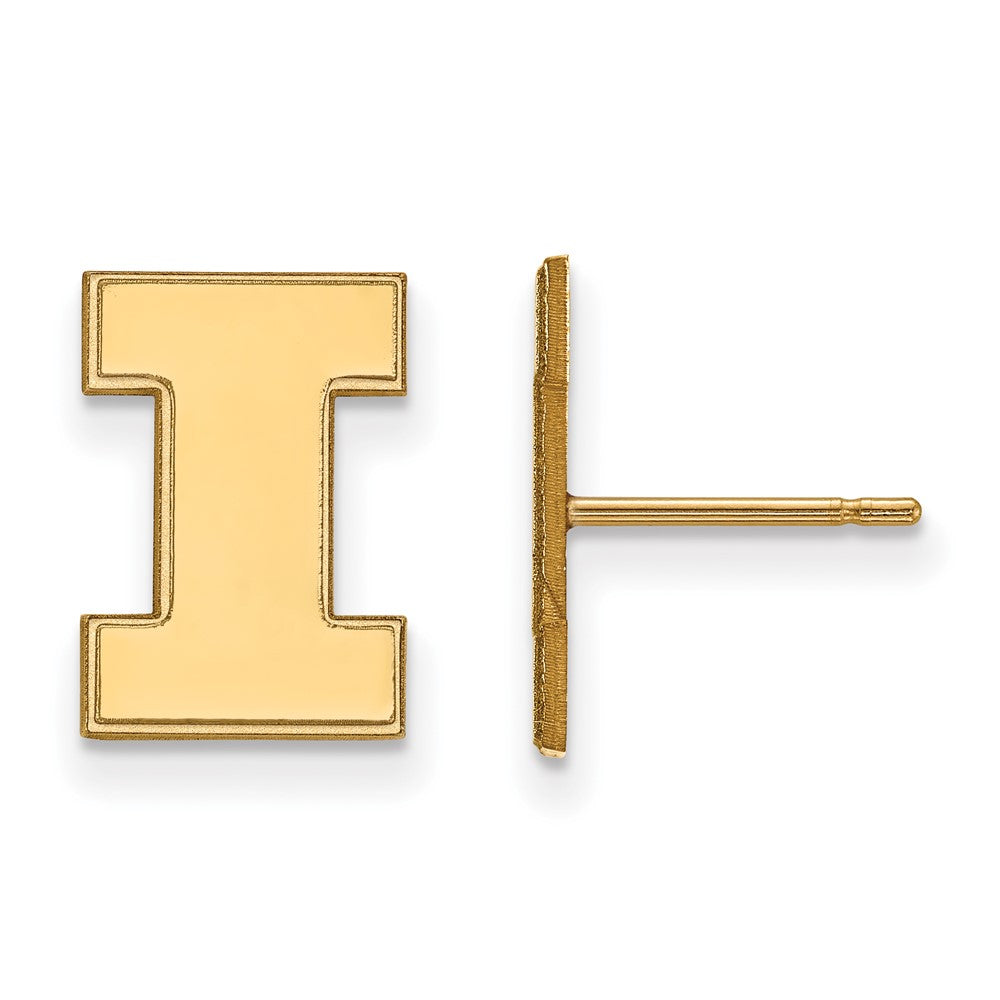 Sterling Silver Gold-plated LogoArt University of Illinois Letter I Small Post Earrings