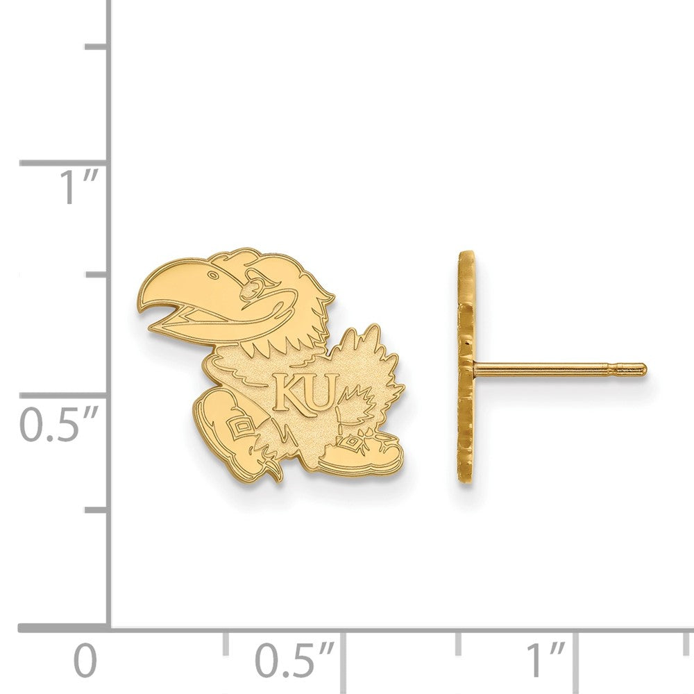 10k Gold LogoArt University of Kansas Jayhawk Small Post Earrings