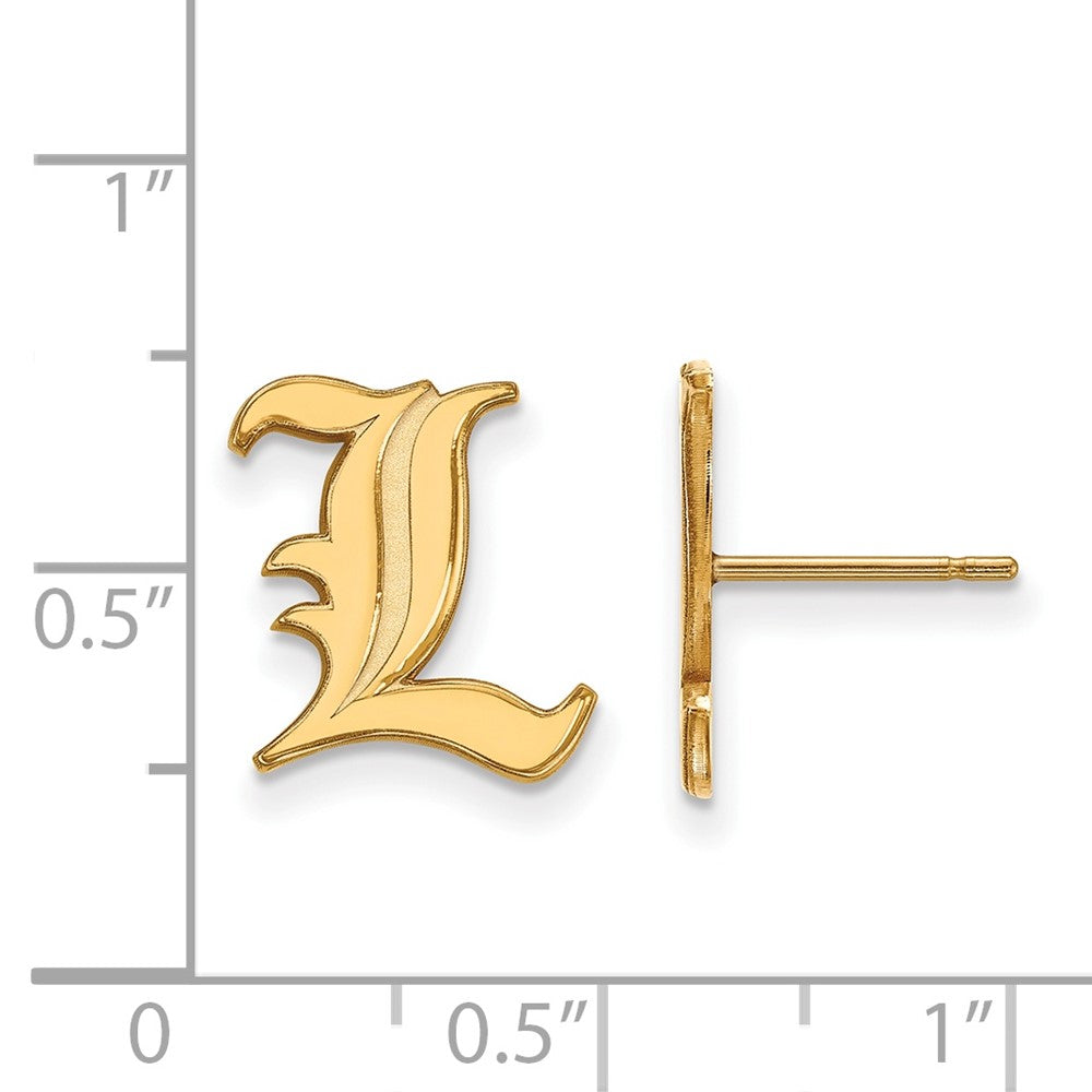 10k Gold LogoArt University of Louisville Letter L Small Post Earrings