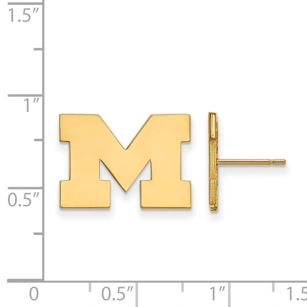 10k Gold LogoArt University of Michigan Letter M Small Post Earrings
