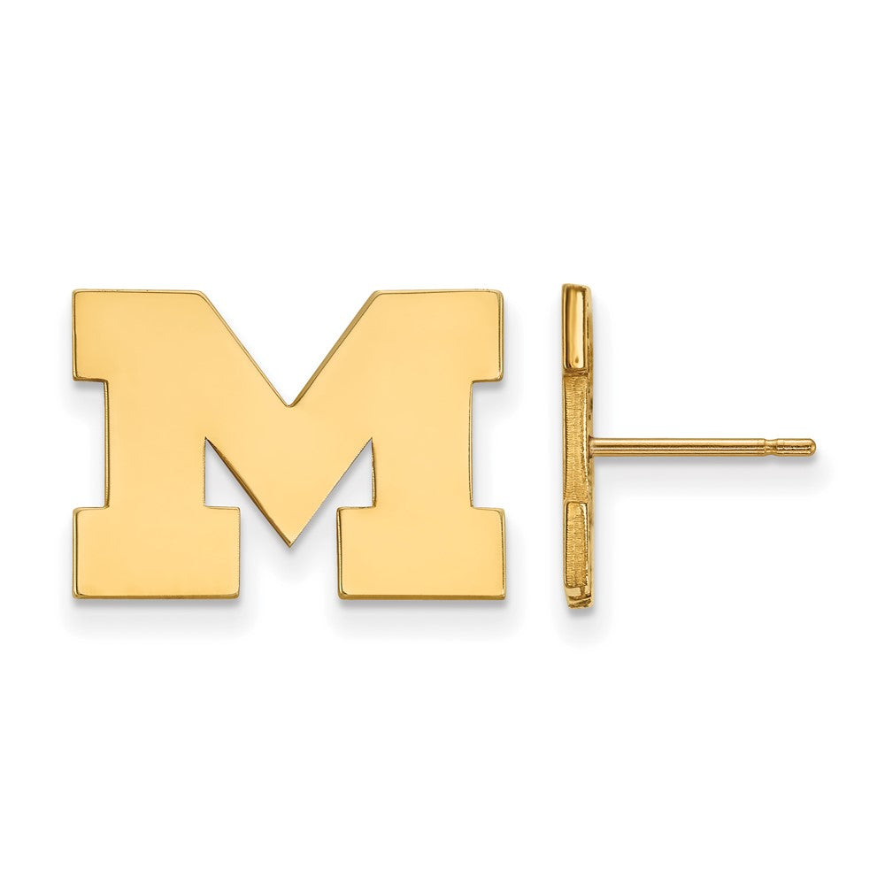 Sterling Silver Gold-plated LogoArt University of Michigan Letter M Small Post Earrings