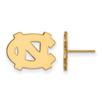 Sterling Silver Gold-plated LogoArt University of North Carolina N-C Small Post Earrings