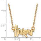 10k Gold LogoArt University of Nebraska Huskers Script Small Pendant 18 inch Necklace