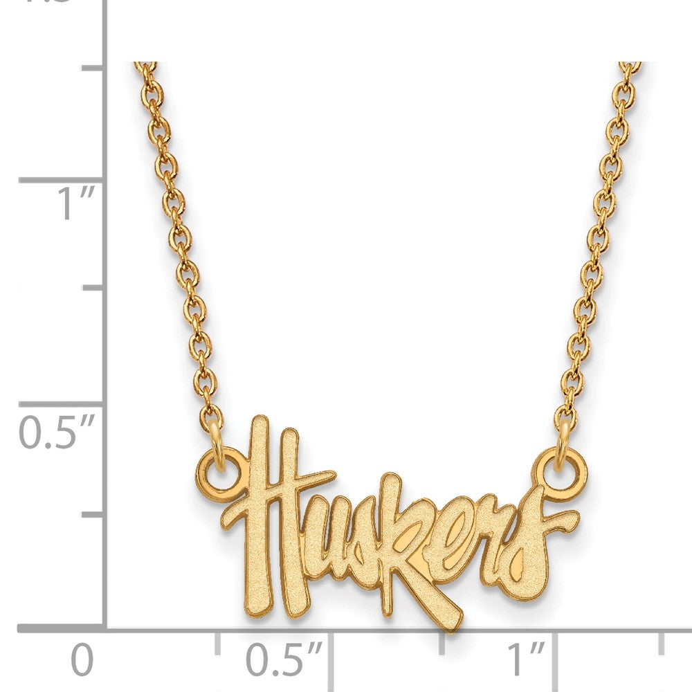 14k Gold LogoArt University of Nebraska Huskers Script Small Pendant 18 inch Necklace