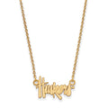 10k Gold LogoArt University of Nebraska Huskers Script Small Pendant 18 inch Necklace