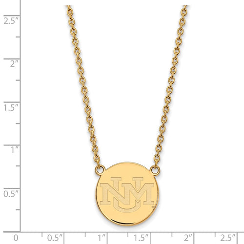 10k Gold LogoArt University of New Mexico Large Pendant 18 inch Necklace