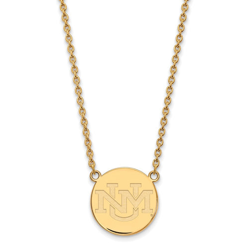 10k Gold LogoArt University of New Mexico Large Pendant 18 inch Necklace