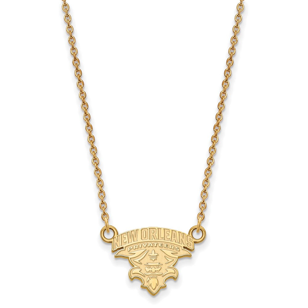 10k Gold LogoArt University of New Orleans U-N-O Small Pendant 18 inch Necklace
