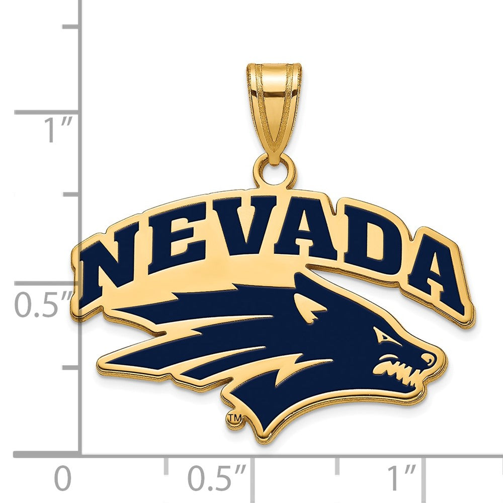 Sterling Silver Gold-plated LogoArt University of Nevada-Reno Large Enameled Pendant