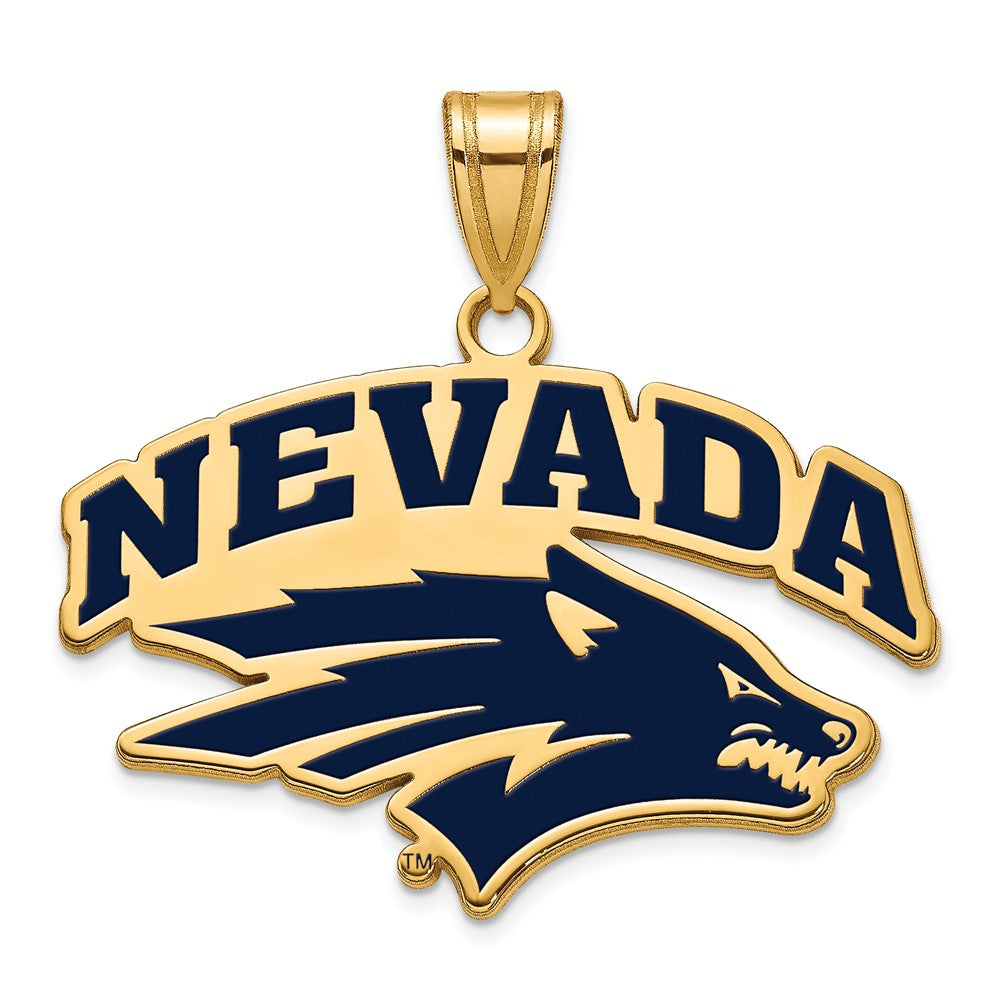 Sterling Silver Gold-plated LogoArt University of Nevada-Reno Large Enameled Pendant