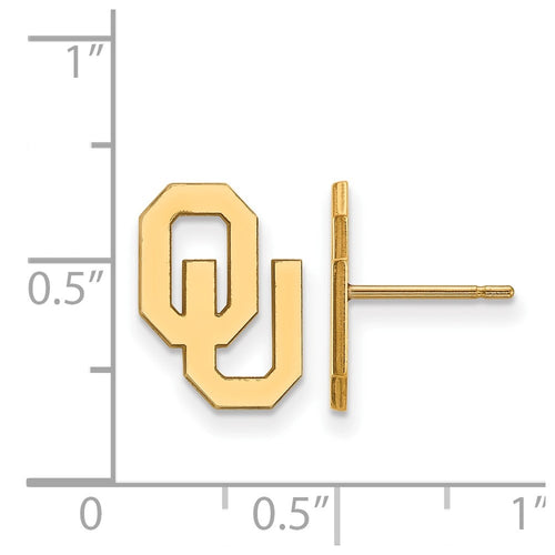 10k Gold LogoArt University of Oklahoma O-U Small Post Earrings
