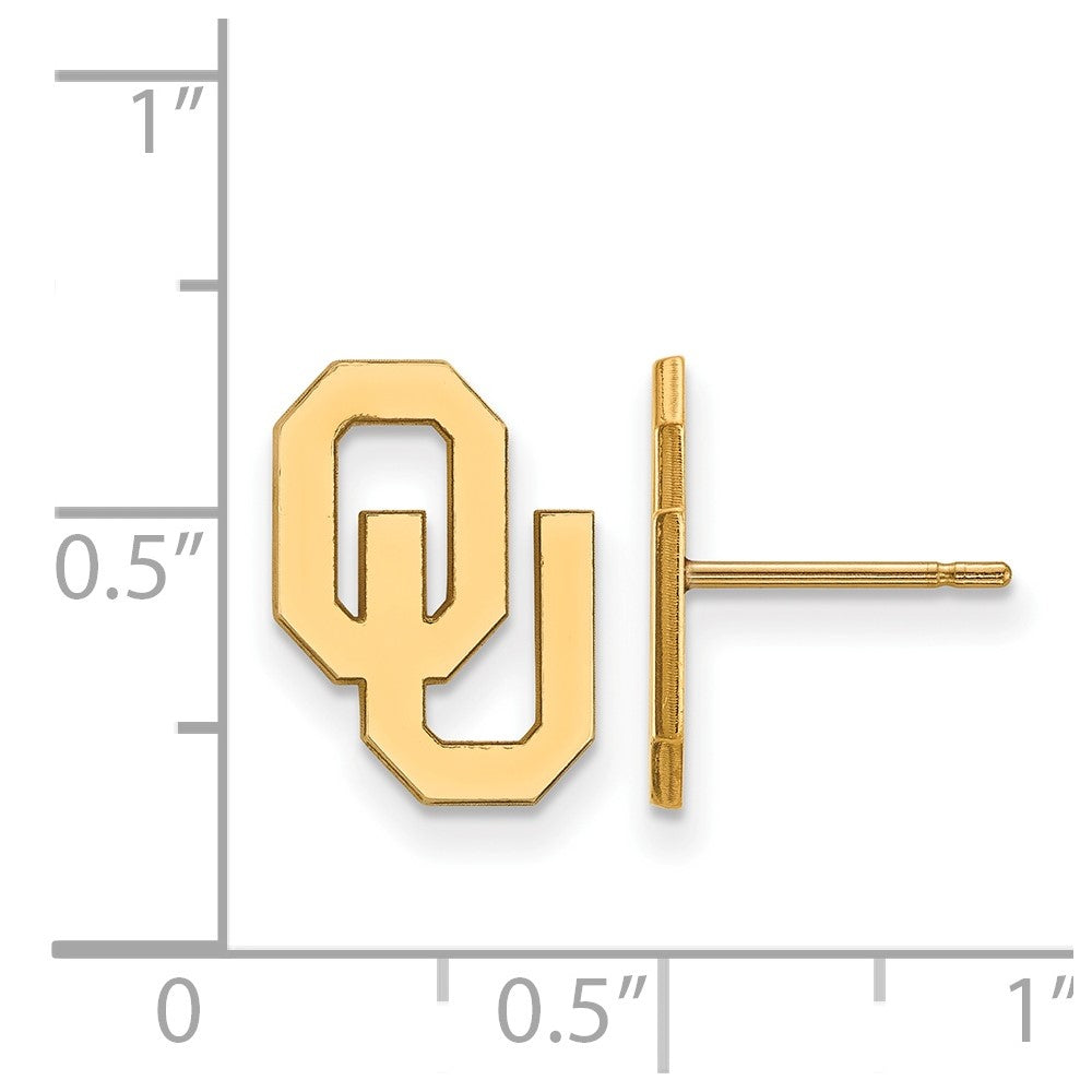 Sterling Silver Gold-plated LogoArt University of Oklahoma O-U Small Post Earrings