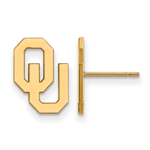 10k Gold LogoArt University of Oklahoma O-U Small Post Earrings