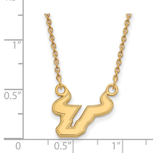 10k Gold LogoArt University of South Florida Bull Small Pendant 18 inch Necklace
