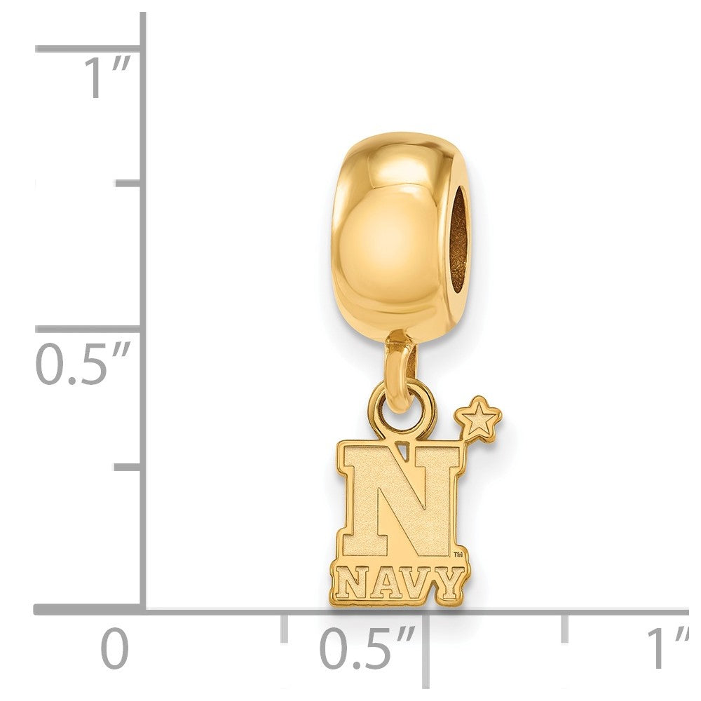 Sterling Silver Gold-plated LogoArt US Naval Academy Extra Small Dangle Bead Charm