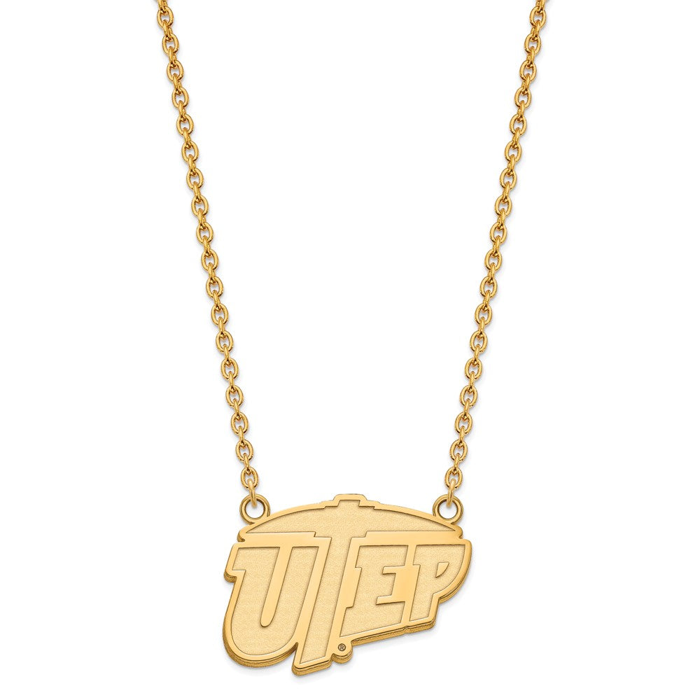 10k Gold LogoArt University of Texas at El Paso Large Pendant 18 inch Necklace