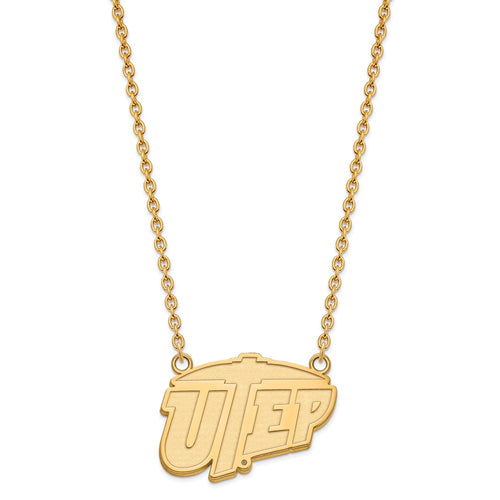 10k Gold LogoArt University of Texas at El Paso Large Pendant 18 inch Necklace