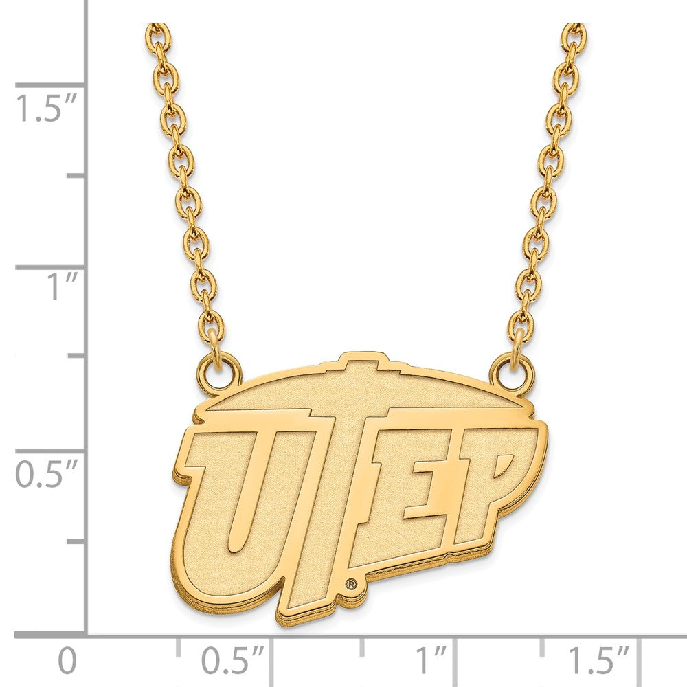 10k Gold LogoArt University of Texas at El Paso Large Pendant 18 inch Necklace