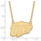10k Gold LogoArt University of Texas at El Paso Large Pendant 18 inch Necklace