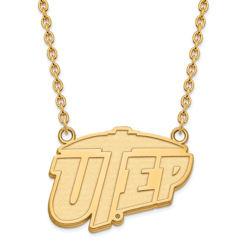 10k Gold LogoArt University of Texas at El Paso Large Pendant 18 inch Necklace