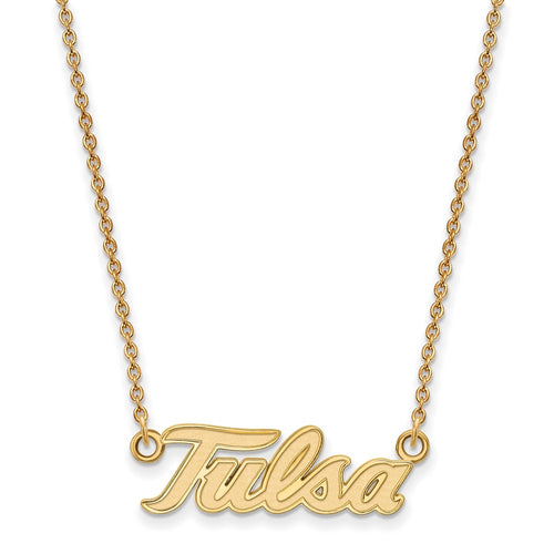10k Gold LogoArt University of Tulsa T-U Large Pendant 18 inch Necklace