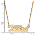 10k Gold LogoArt University of Tulsa T-U Large Pendant 18 inch Necklace