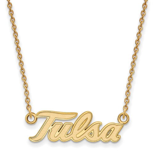 10k Gold LogoArt University of Tulsa T-U Large Pendant 18 inch Necklace