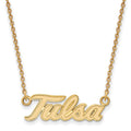 Sterling Silver Gold-plated LogoArt University of Tulsa T-U Large Pendant 18 inch Necklace