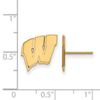 Sterling Silver Gold-plated LogoArt University of Wisconsin Letter W Small Post Earrings